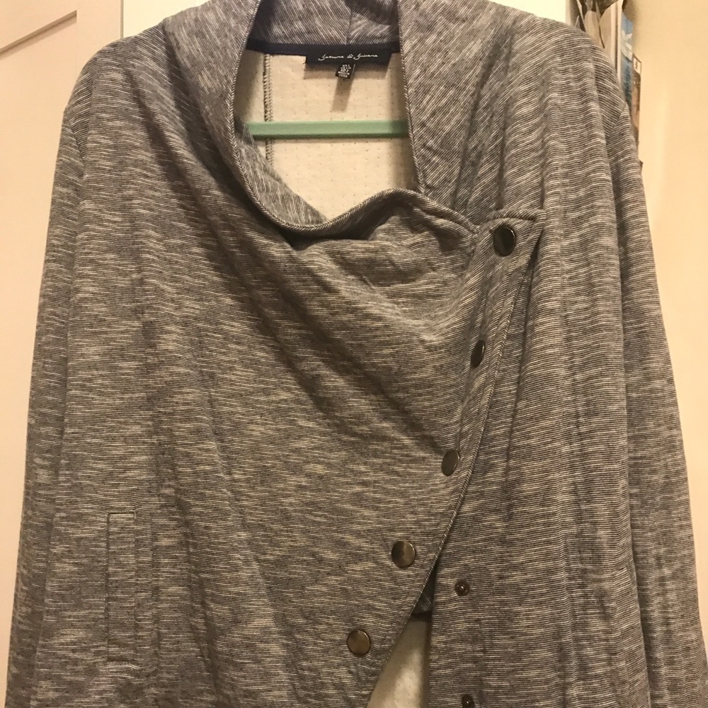 Gray Cross Button down sweater/light weight coat
